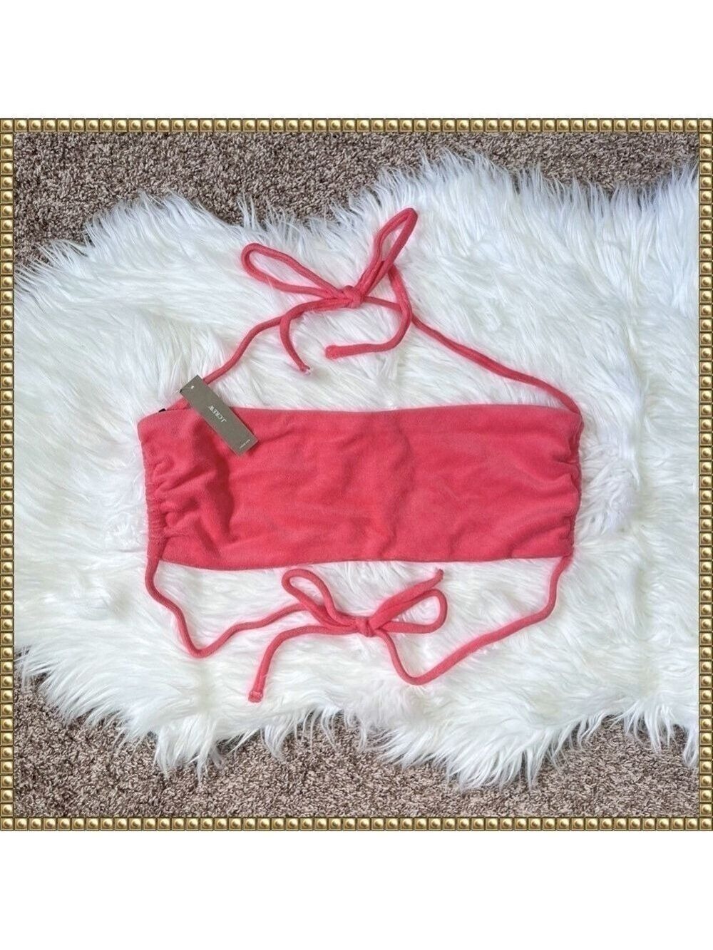 J Crew Coral Terry Bandeau Bikini Top 2X